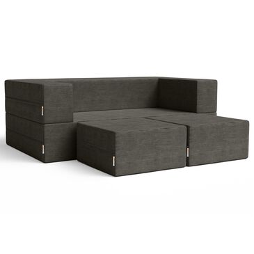 Jaxx Sacks Zipline 3-Piece Stationary Convertible Sleeper Loveseat in Charcoal Velvet, , large
