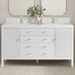 James Martin Vanities Myrrin 60" Double Vanity in Bright White with Single Hole and 3 cm White Zeus Quartz Top & Backsplash, , large