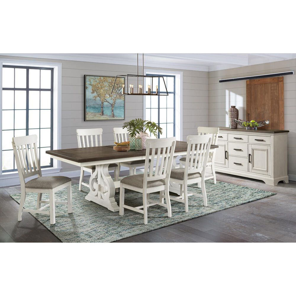 Hawthorne Furniture Drake 7-Piece Rectangular Dining Set in Rustic White and French Oak, , large