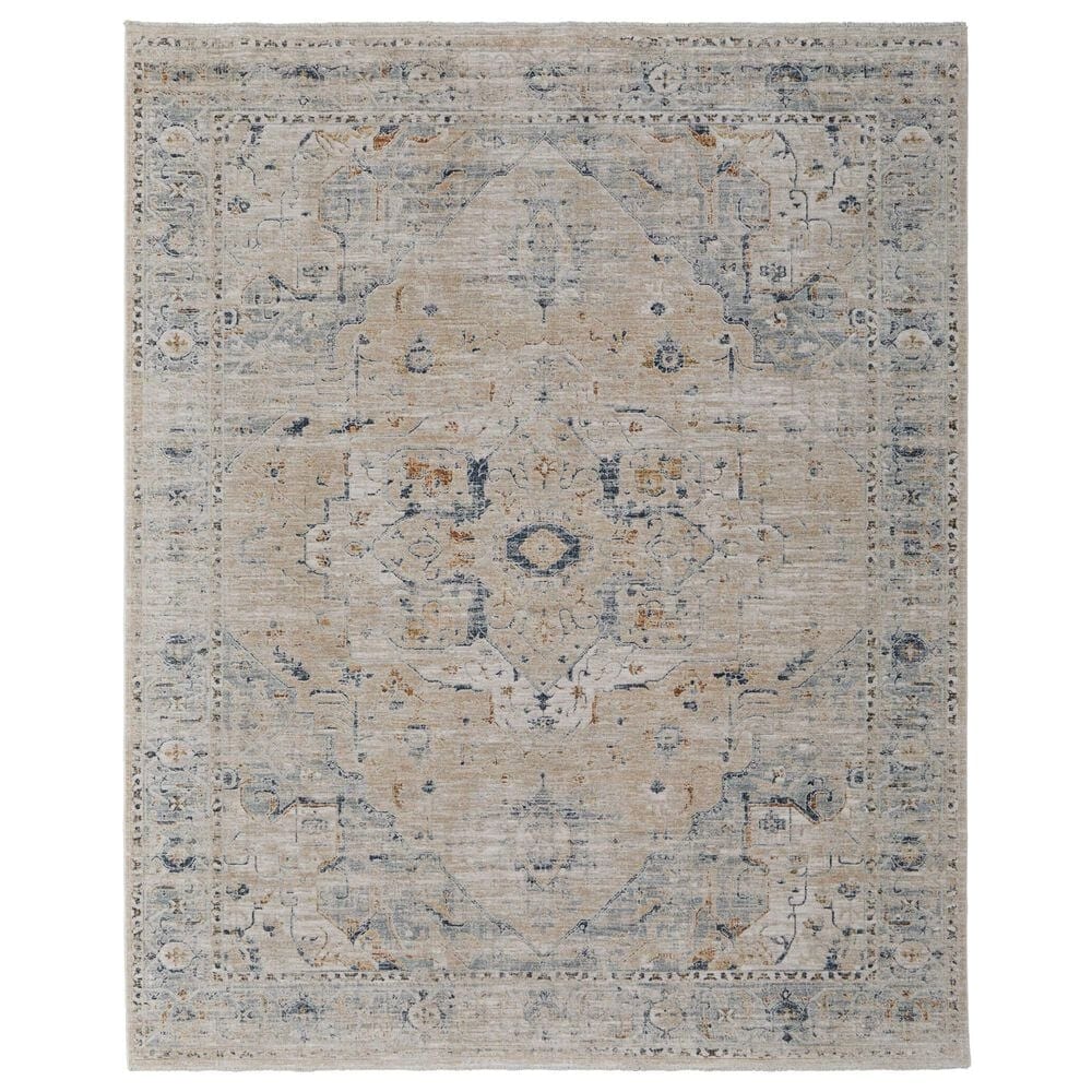 Feizy Pasha 39M5F 5" x 7"6" Beige and Blue Area Rug, , large