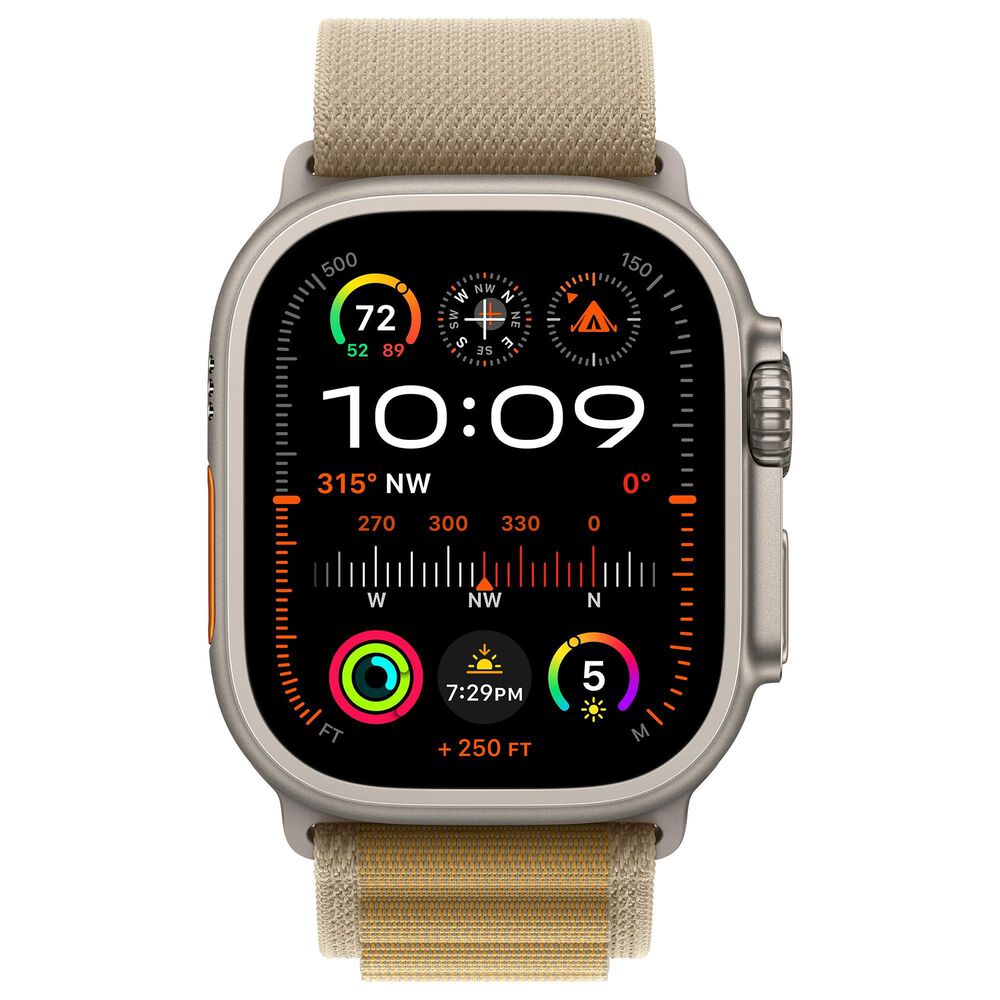 Apple Watch Ultra 2 GPS + Cellular 49mm Natural Titanium Case with Tan Alpine Loop - Small, , large