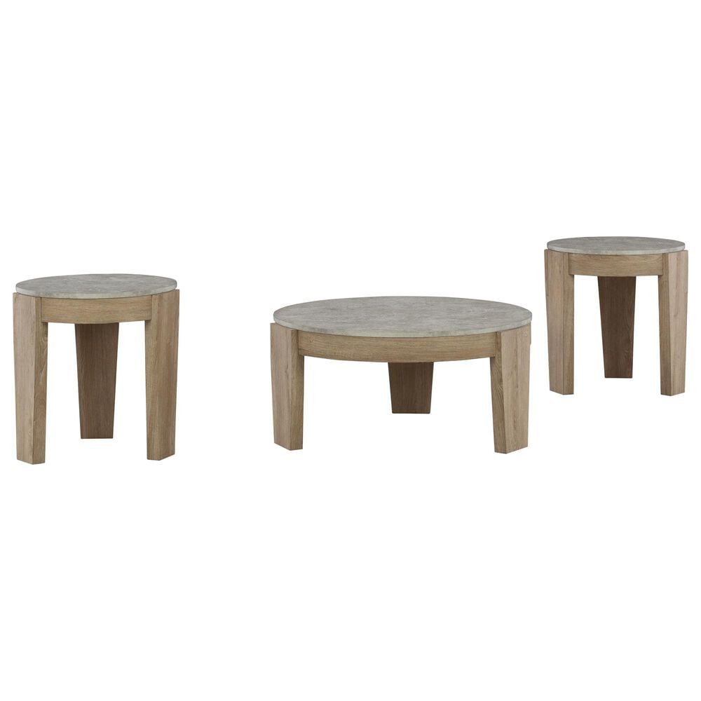 Signature Design by Ashley Guystone 3-Piece Table Set in Light Brown, , large