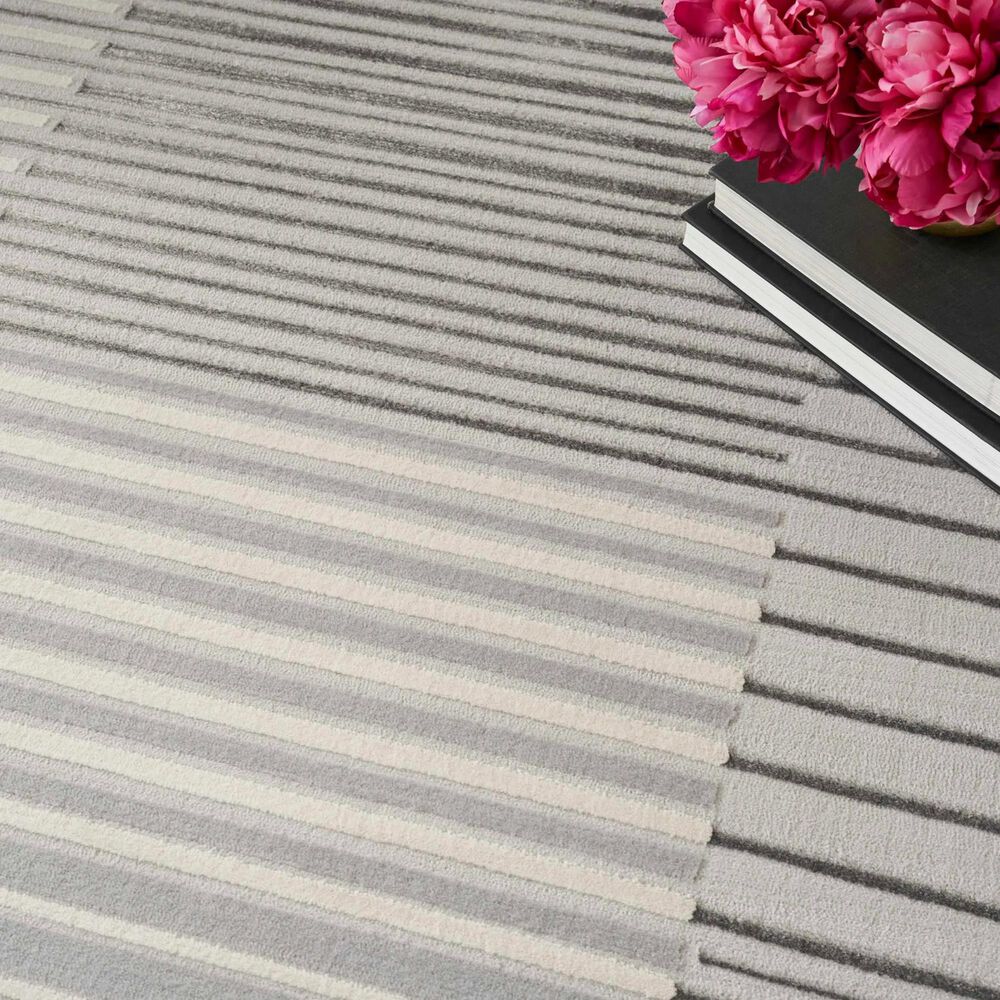 Nourison Brushstrokes 2&#39;2&quot; x 7&#39;6&quot; Silver and Grey Runner, , large