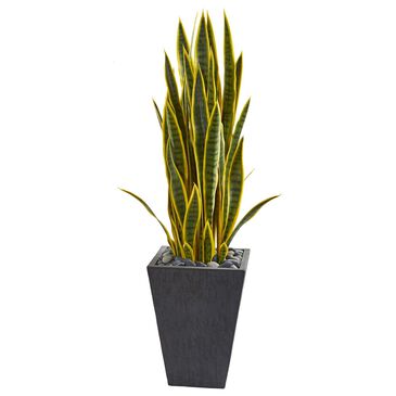 Nearly Natural Inc 3.5" Sansevieria Artificial Plant in Slate Planter, , large