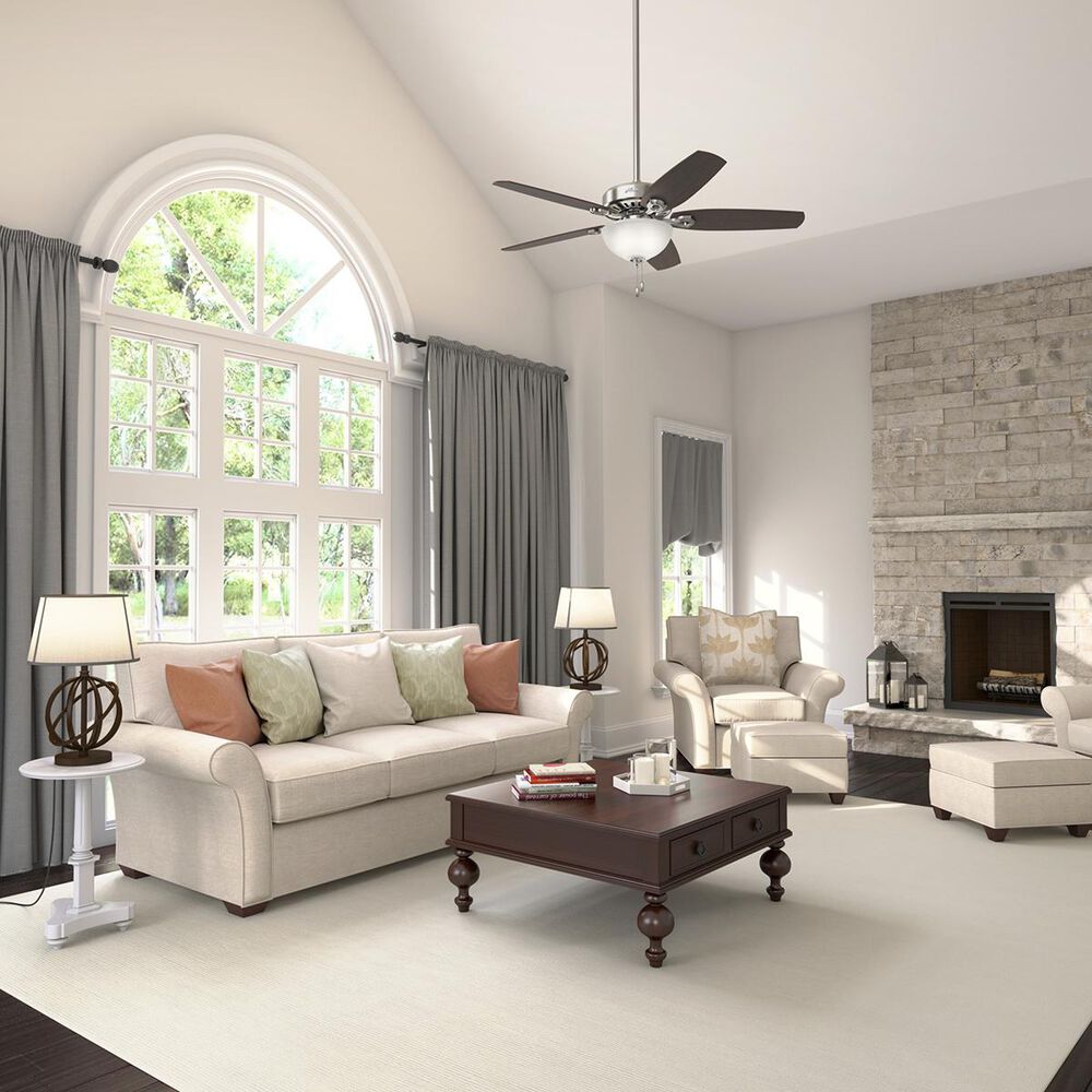 Hunter Builder Deluxe 52&quot; Ceiling Fan with Light in Brushed Nickel, , large