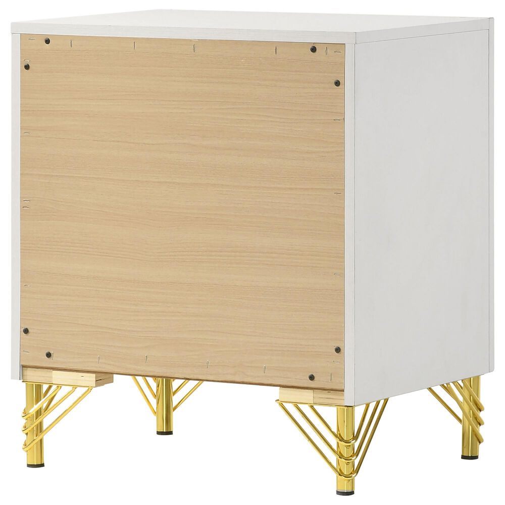Pacific Landing Lucia 2-Drawer Nightstand in Bright White and Gold, , large