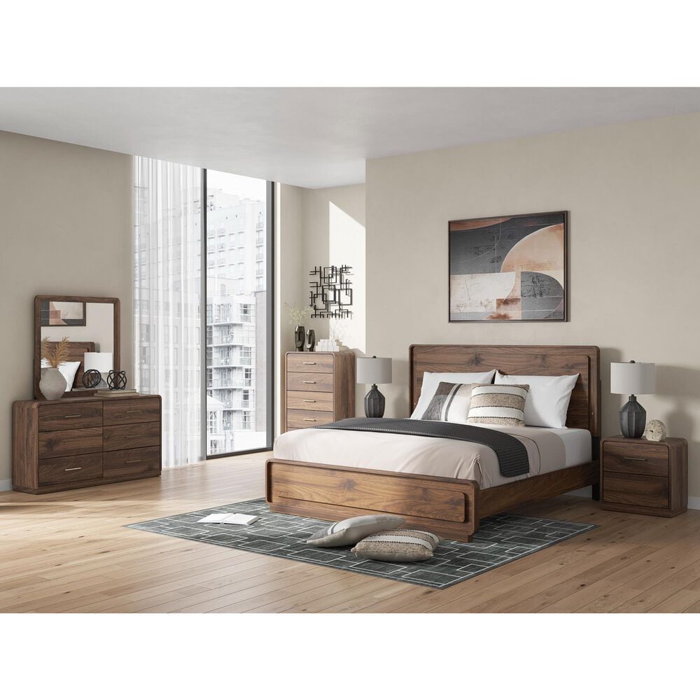 Ashley Fortlorn 4-Piece California King Bedroom Set in Walnut Brown with LED Light, , large