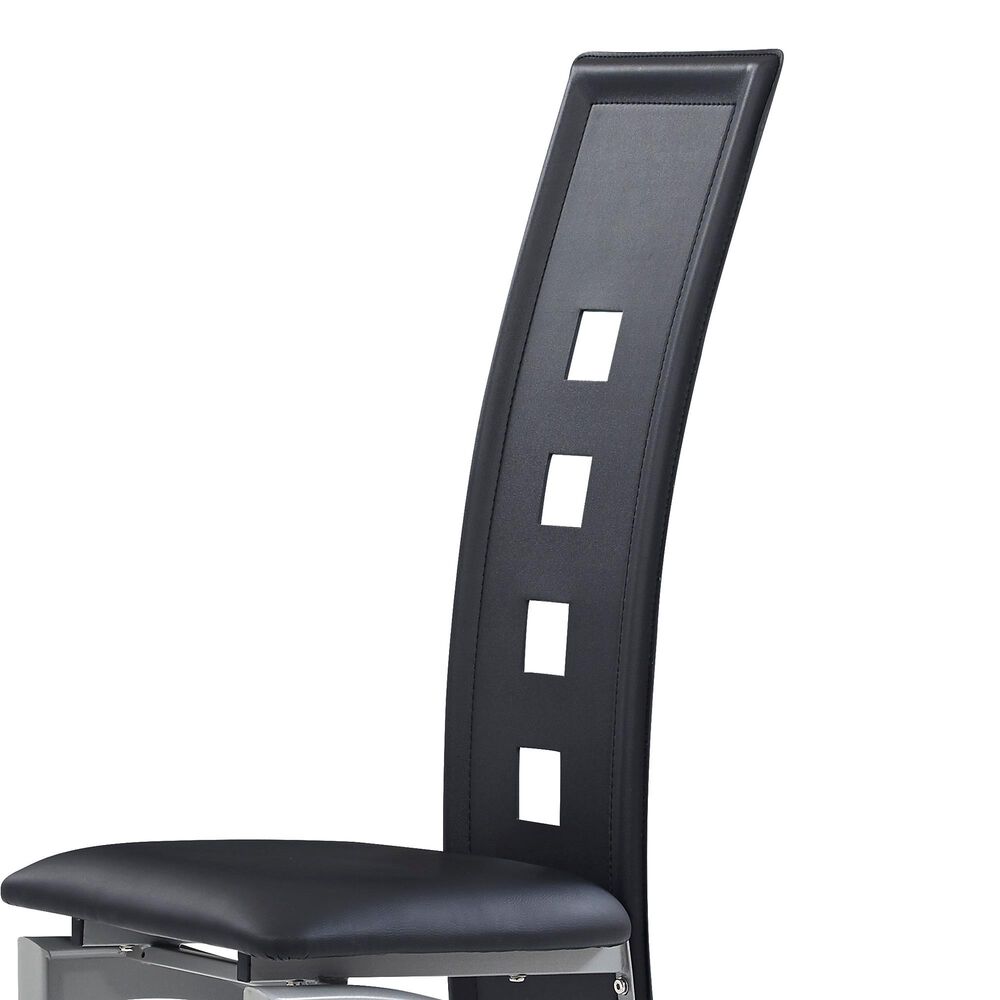 Global Furniture USA Dining Chair with Black Cushion in Silver NFM