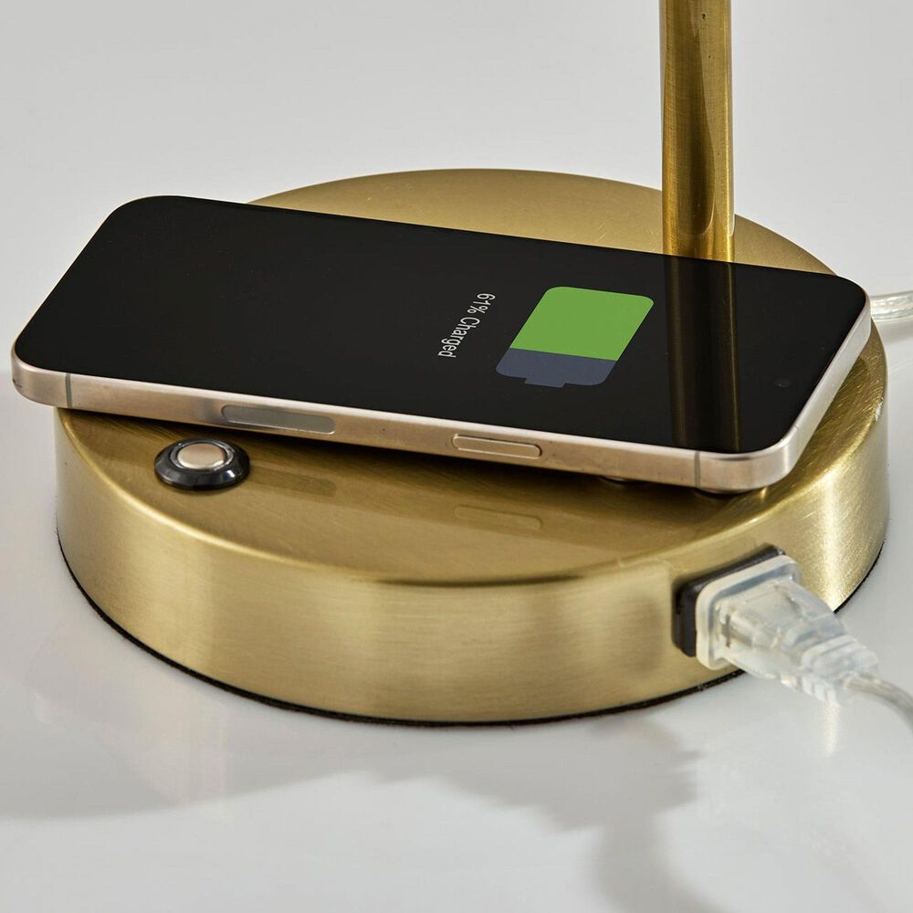 Adesso Dax LED Wireless Charging Desk Lamp in Antique Brass, , large