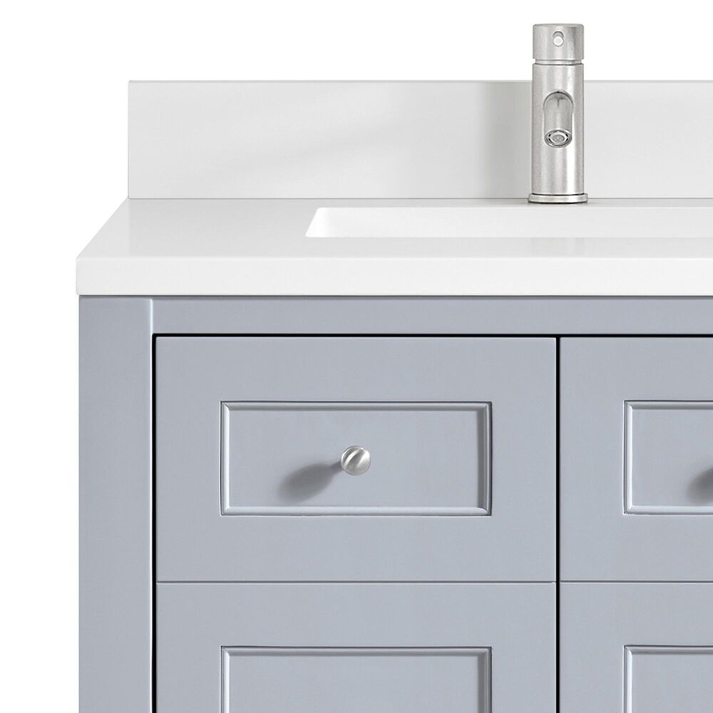 James Martin Vanities Breckenridge 30&quot; Single Bathroom Vanity in Serenity Blue with Single Hole 3 cm White Zeus Quartz Top and Rectangular Sink, , large
