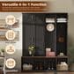HOMLUX 4-Hook Hall Tree with 8-Door in Black and Walnut, , large