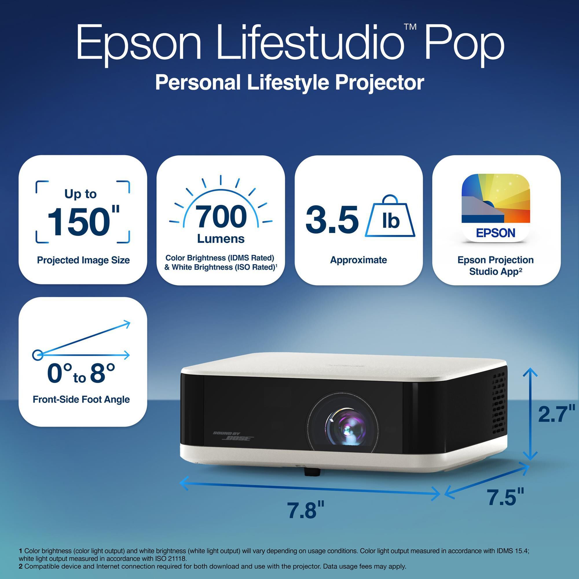 Epson Lifestudio Pop Full HD Portable Lifestyle Projector with