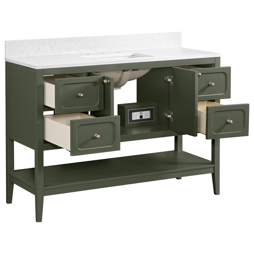 37B Ravello 48" Single Bathroom Vanity Cabinet in Deep Olive Green with Marble Top and Backsplash, , large