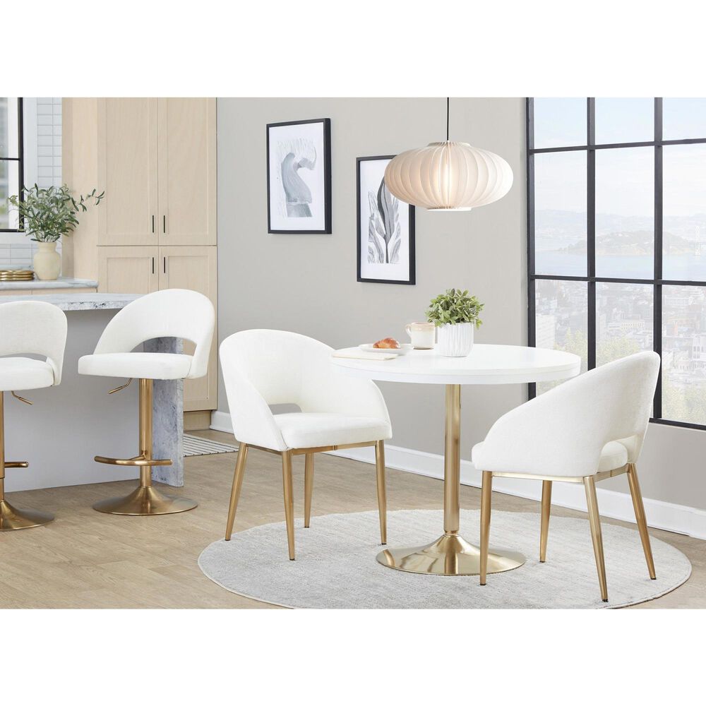 LumiSource Renee Arm Chair with Off-White Fabric Cushion in Gold (Set of 2), , large