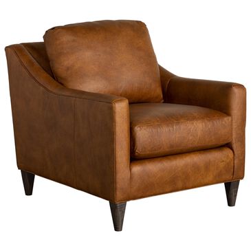 Smith Brothers Leather Stationary Chair in Brown, , large