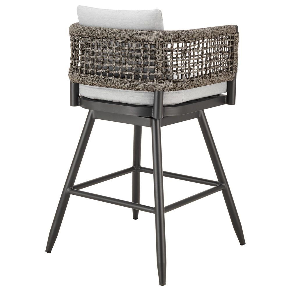Blue River Alegria Patio Swivel Counter Height Bar Stool with Light Gray Cushion in Black, , large