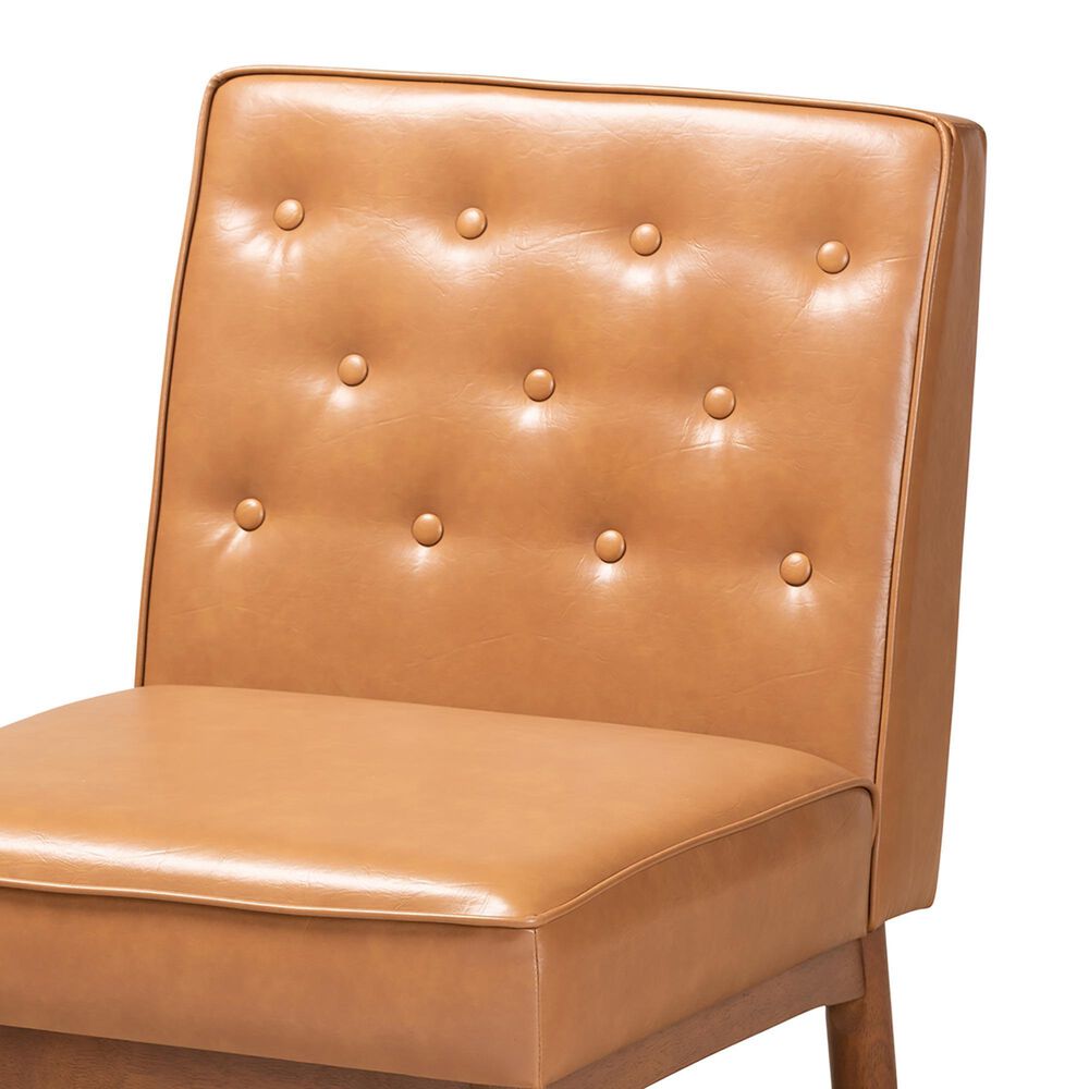 Baxton Studio Riordan Side Chair with Tan Cushion in Walnut Brown, , large