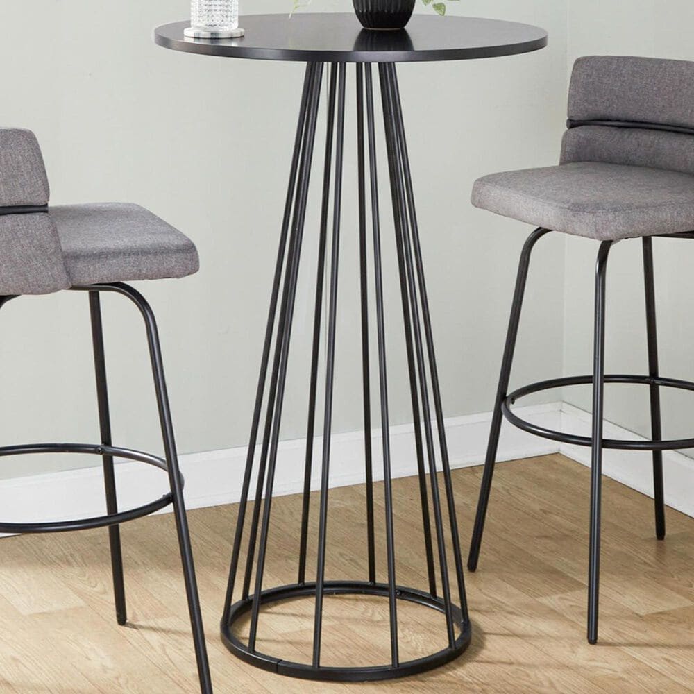 LumiSource Canary Contemporary Bar Table in Black Metal and Black Wood, , large