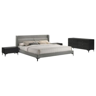 Blue River Legend 4-Piece King Platform Bed Set in Gray/Black, , large
