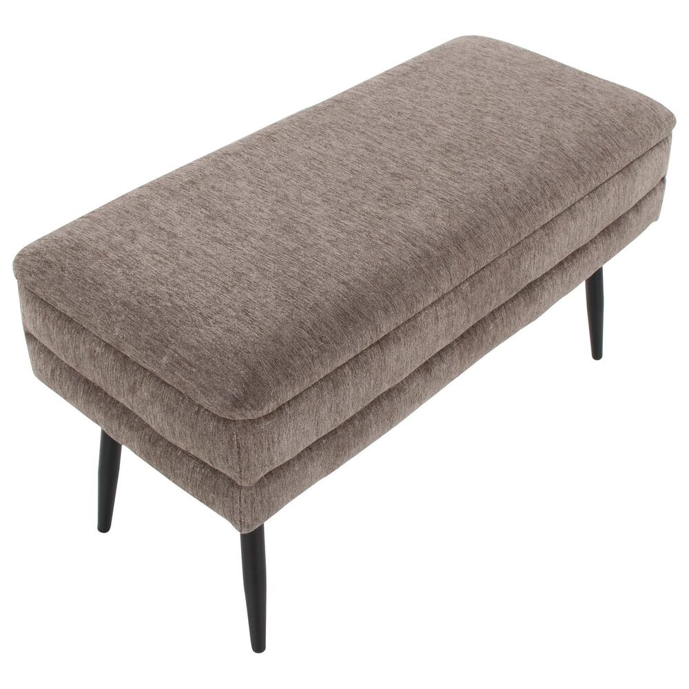 Lumisource Neapolitan Storage Bench with Brown Cushion in Black, , large