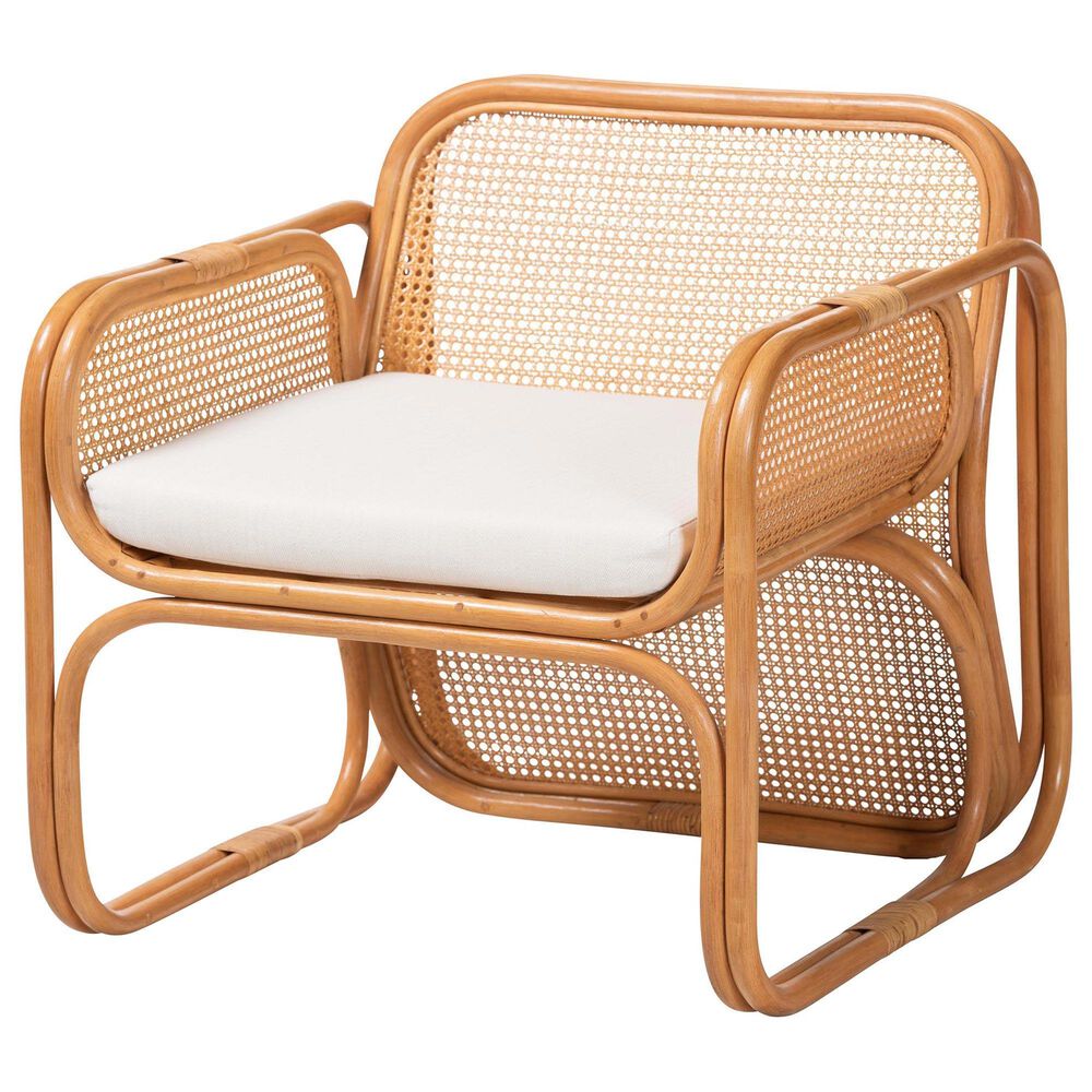 Baxton Studio Cambridge Rattan Arm Chair in Neutral, , large