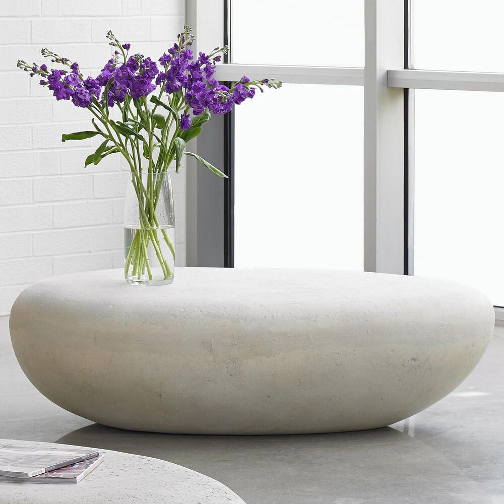 Phillips Collection River Stone Large Patio Coffee Table in Roman Stone, , large