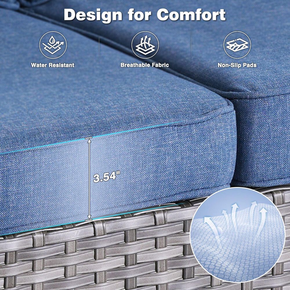 HOMLUX Patio Rattan Sofa Set in Denim Blue, , large