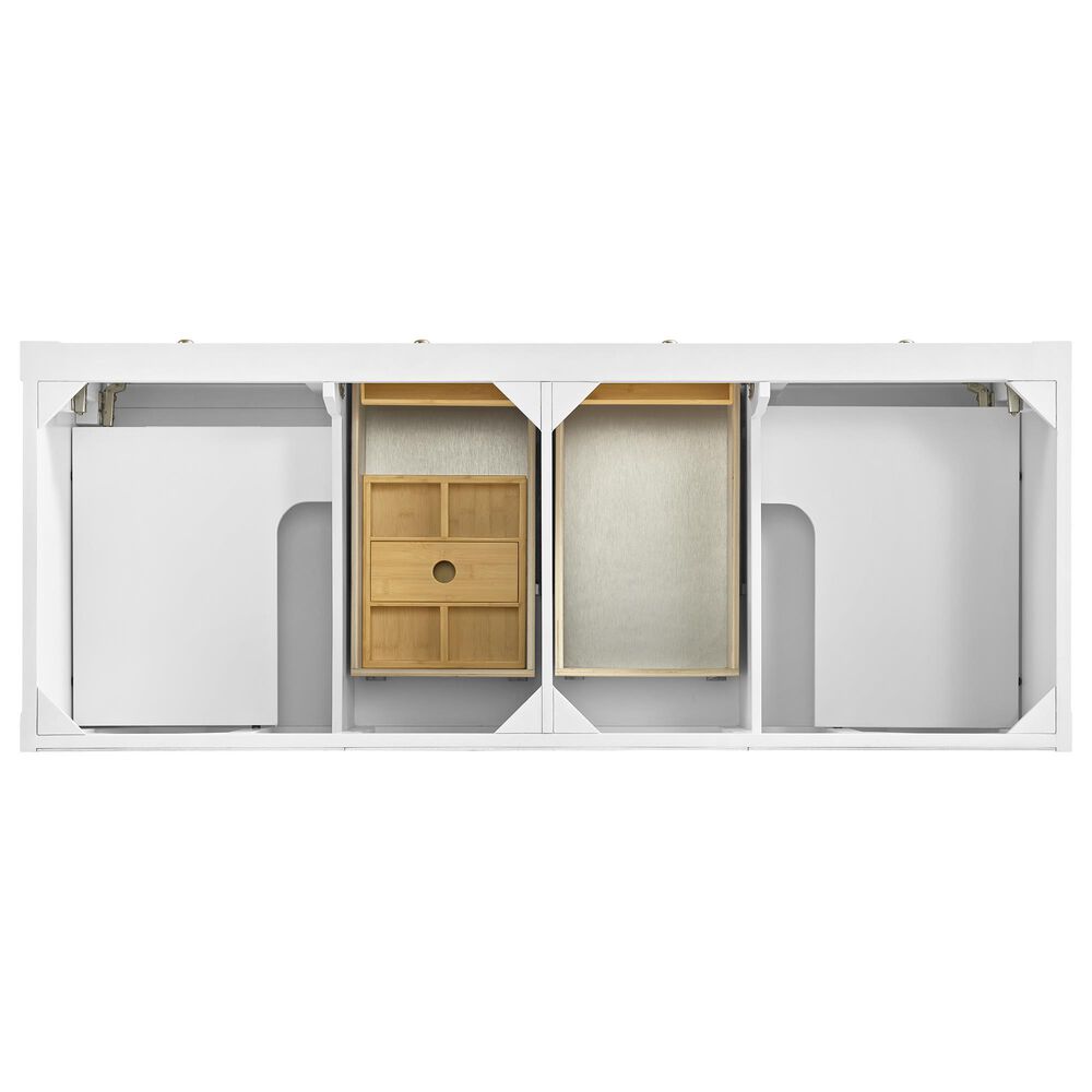James Martin Vanities Breckenridge 60&quot; Double Bathroom Vanity in Bright White with 3 cm Charcoal Soapstone Quartz Top and Rectangular Sinks, , large