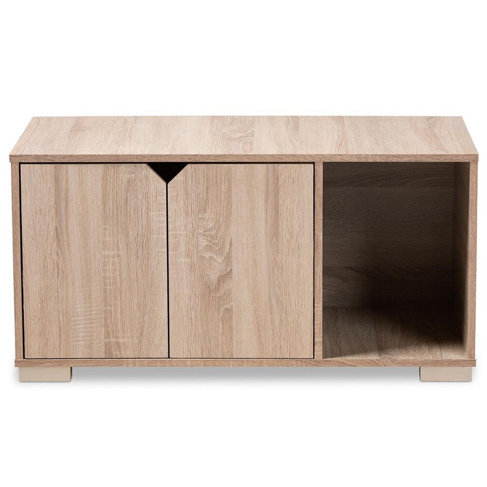 Baxton Studio Jasper 2-Door Litter Box Cover House in Oak, , large