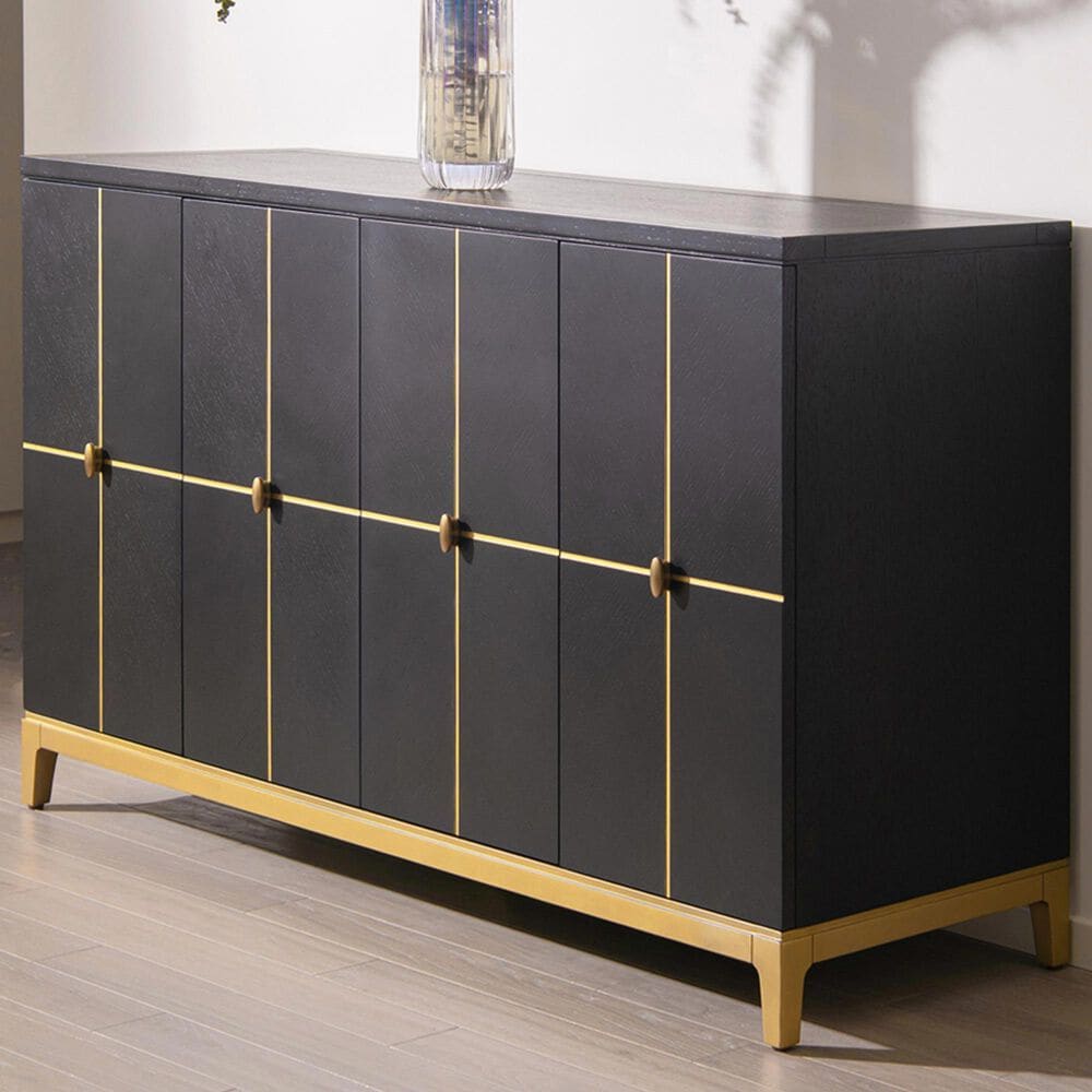Jennifer Taylor Home Kingsly Credenza in Deep Espresso Black and Gold, , large