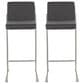 Lumisource Fuji High Back Barstool with Charcoal Fabric in Stainless Steel (Set of 2), , large