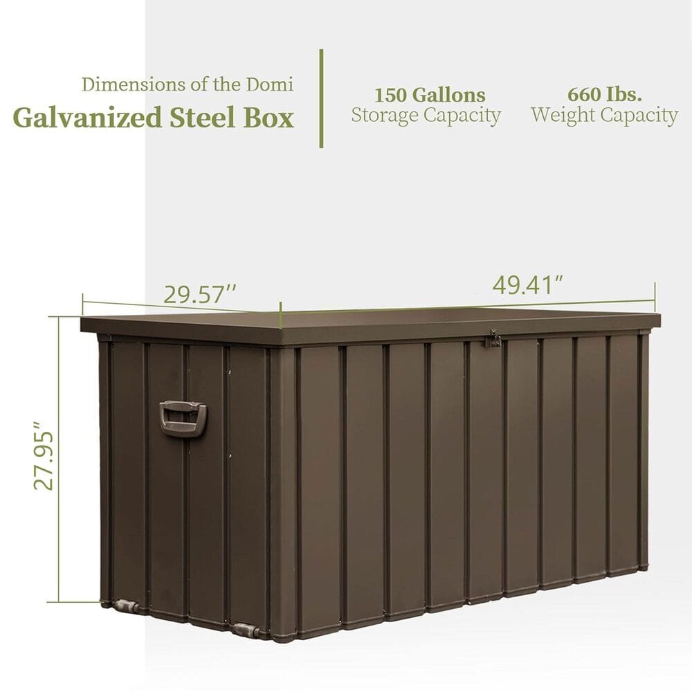 Hearth and Haven 150-Gallon Outdoor Storage Deck Box with Waterproof Material in Dark Brown, , large