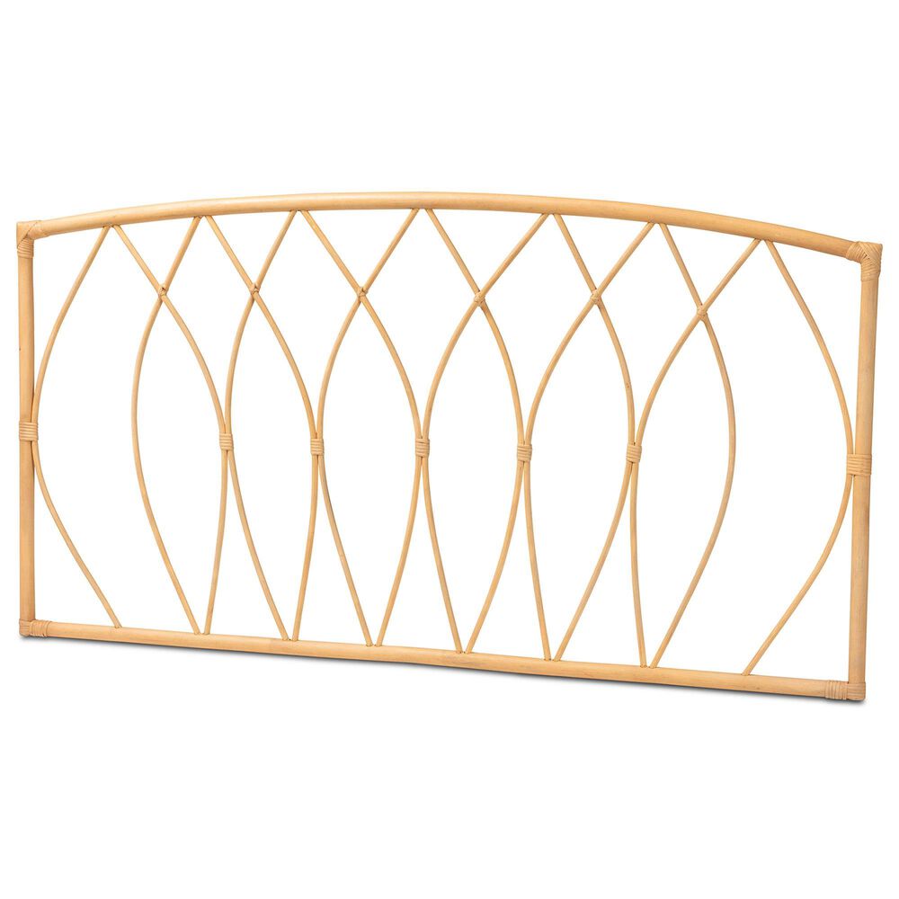 Baxton Studio Halia Queen Wall Mount Headboard in Natural Brown, , large