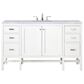 James Martin Vanities Addison 60" Single Bathroom Vanity in Glossy White with 3 cm Carrara White Marble Top and Rectangular Sink, , large