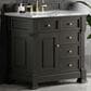 James Martin Vanities Brookfield 36" Single Bathroom Vanity in Black Onyx with 3 cm Carrara White Marble Top and Rectangular Sink, , large
