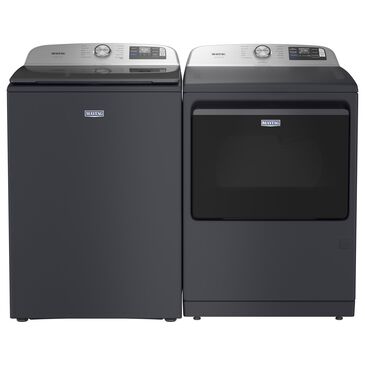Maytag 5.2 Cu. Ft. Smart Pet Pro Top Load Agitator Washer and 7.4 Cu. Ft. Smart Electric Top Load Dryer Laundry Pair in Midnight Steel, , large