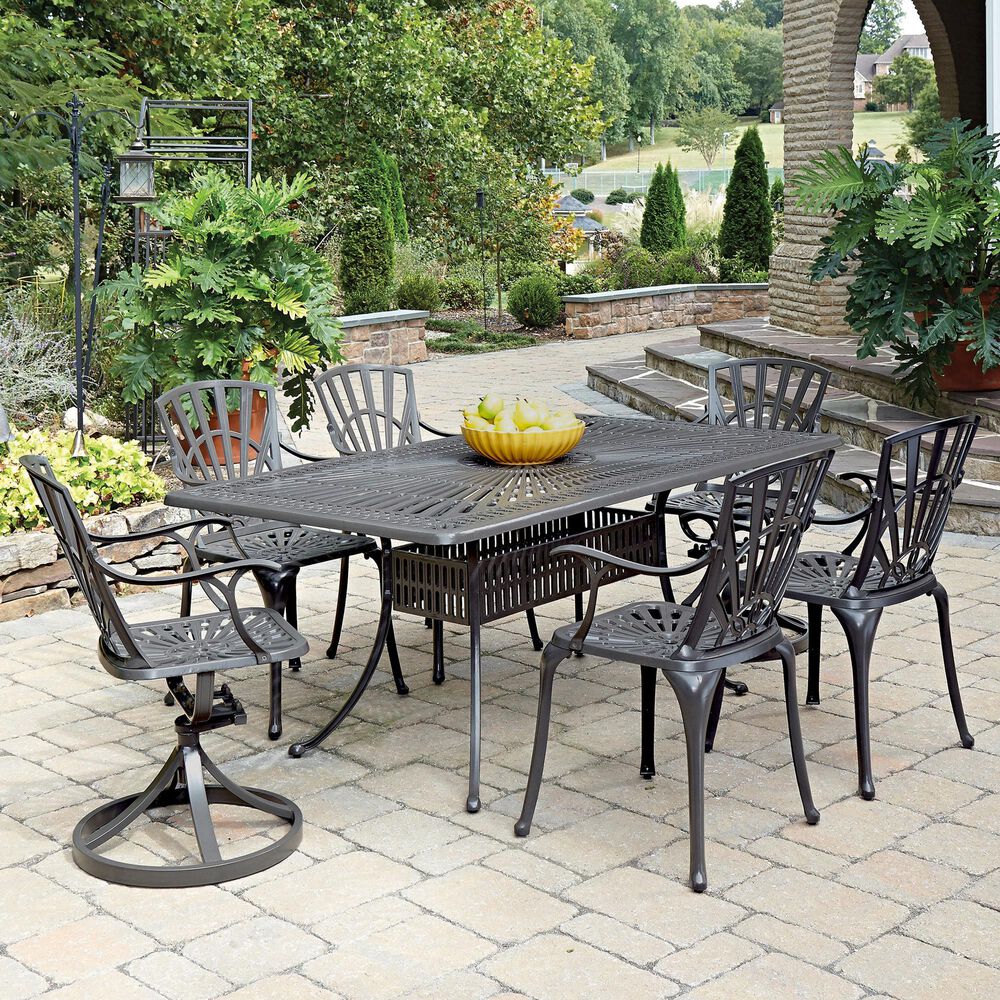 Homestyles Grenada 7-Piece Dining Set with Two Swivel Chairs in Taupe, , large