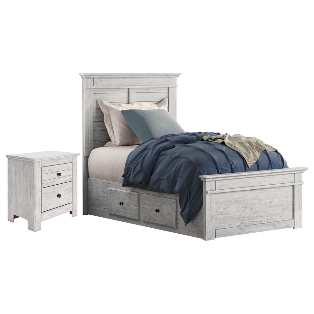 Ashley Makidern 2 Piece Twin Storage Bedroom Set with Four Drawers in Whitewash, , large
