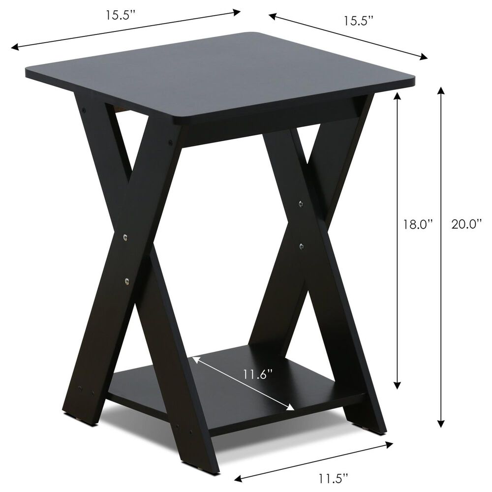 HOMLUX 2-Tier Modern Simplistic Criss-Crossed End Table in Espresso (Set of 2), , large