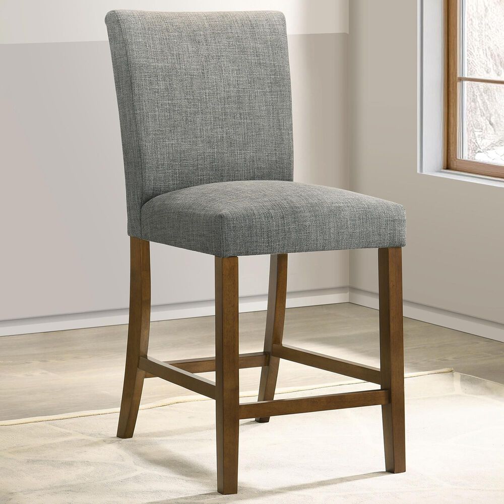 Coaster Paxton Counter Chair with Grey Upholstery in Warm Brown, , large
