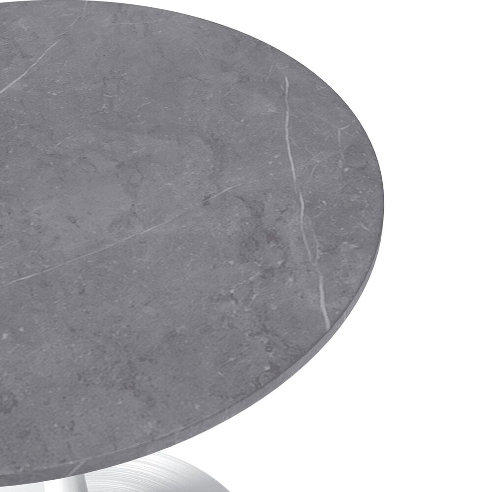 Leisuremod LeisureMod Verve Collection 48 Round Dining Table, White Base with Sintered Stone Grey Top, , large