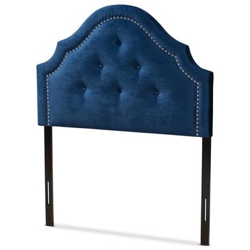 Baxton Studio Cora Twin Upholstered Panel Headboard in Royal Blue, , large