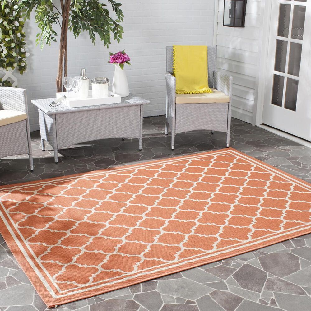 Safavieh Courtyard Indoor/Outdoor CY6918-241-5 5"3" x 7"7" Terracotta/Bone Area Rug, , large