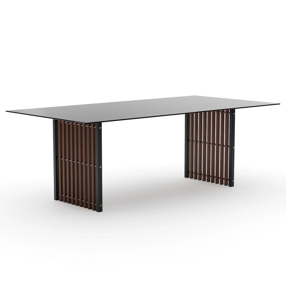Caracole Pinstripe Dark Dining Table in Dark Chocolate, Rich Walnut and Smoked Bronze - Table Only, , large