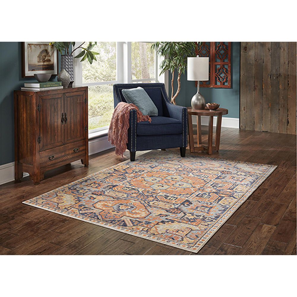 Oriental Weavers Pandora 49S 9&#39;10&quot; x 12&#39;10&quot; Blue and Orange Area Rug, , large