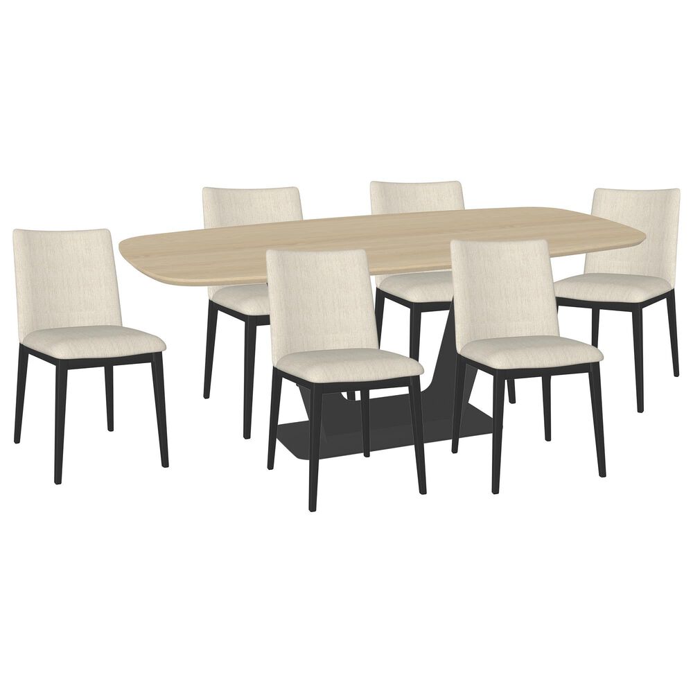 Amisco Amelia and Charlotte 7-Piece Rectangular Dining Set in Black Coral and Nature, , large