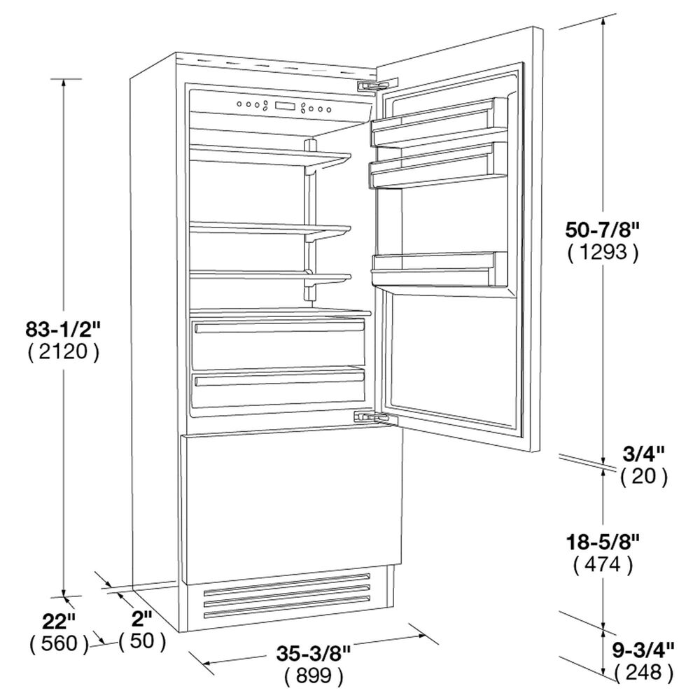 Fulgor Milano 18.5 Cu. Ft. Built-In Fridge with Left Hinge in Stainless Steel and Panel Ready, , large