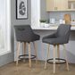 LumiSource Hannah Swivel Counter Stool with Dark Grey Faux Leather Upholstery in Whitewashed and Black (Set of 2), , large