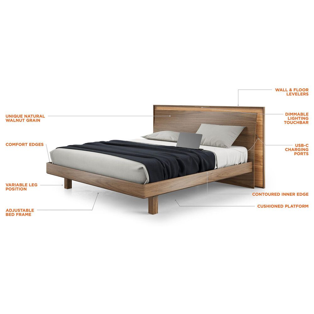 BDI Kava King Platform Bed in Washed Oak with Lighting and USB Ports, , large