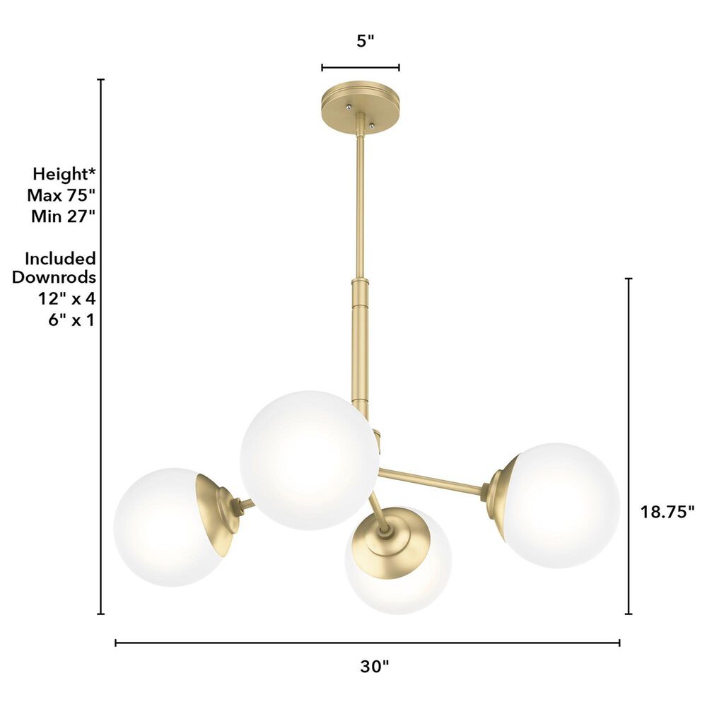 37B Hepburn 4-Light Chandelier in Painted Modern Brass, , large